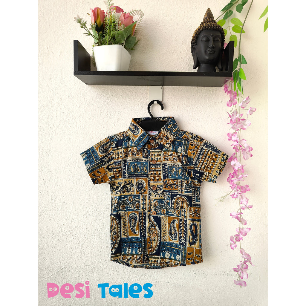 Mustard Blue Tribal Trails Kids' Shirt