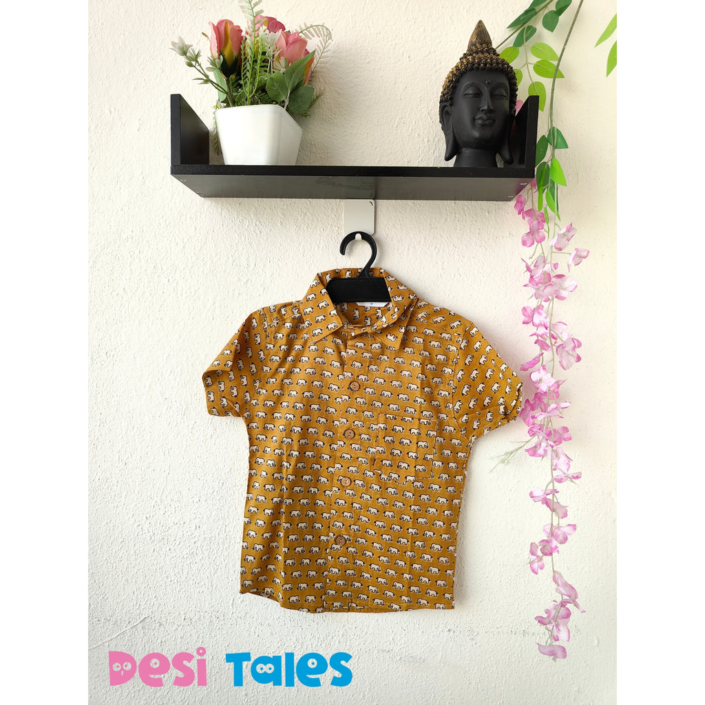 Mustard Small Elephants Kids' Shirt