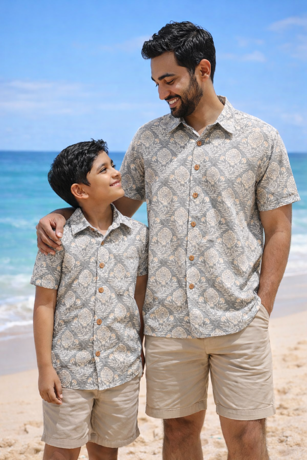 Grey Gold Leaves Shirt - Twinning