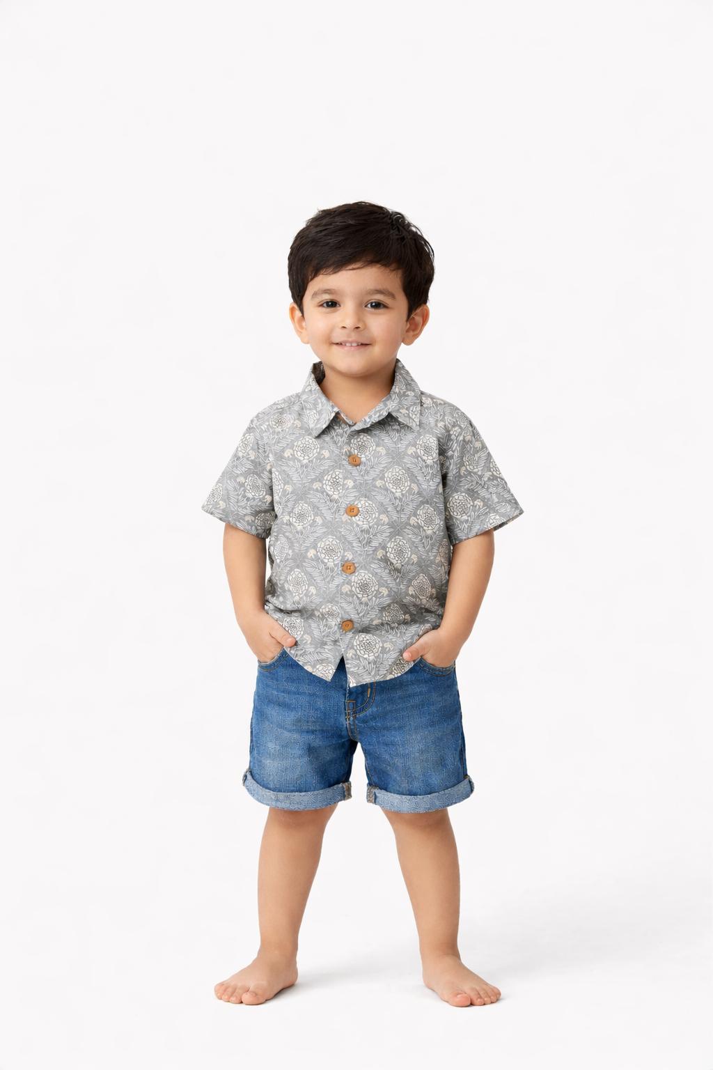 Grey Gold Leaves Kids' Shirt
