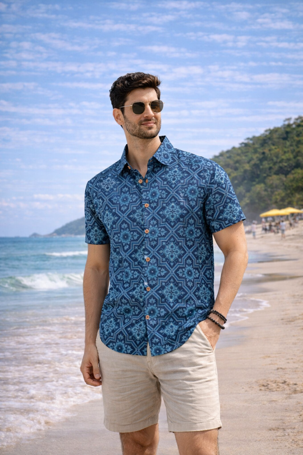Indigo Hypnotic Octagon Men's Shirt