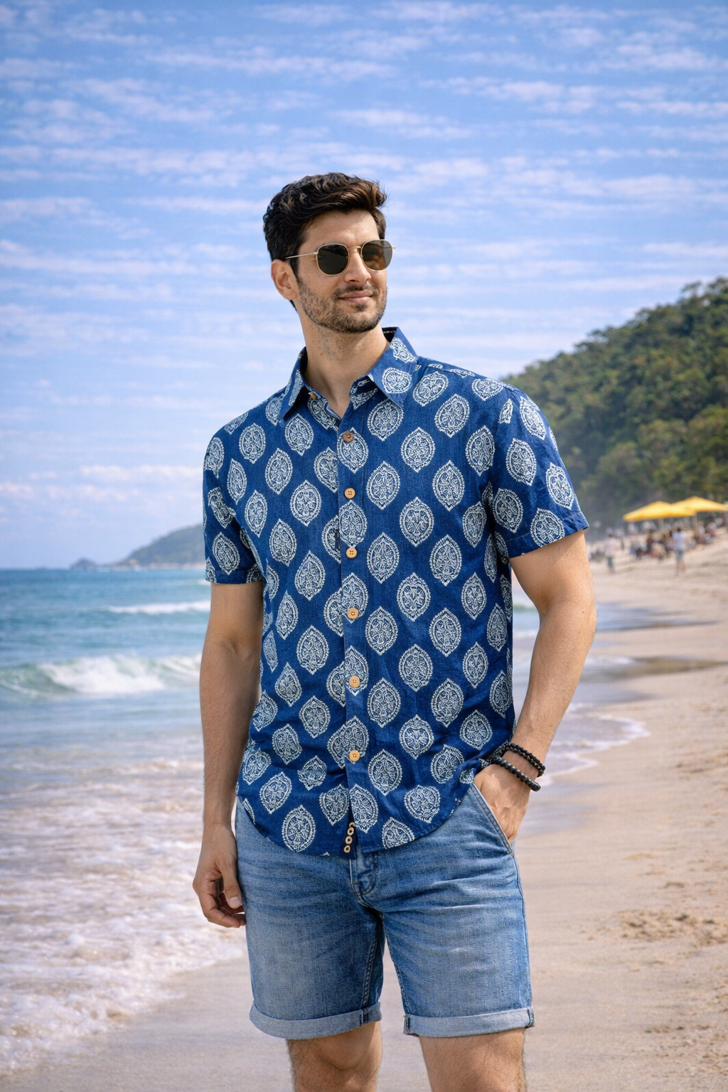 Indigo Spade Motifs Men's Shirt