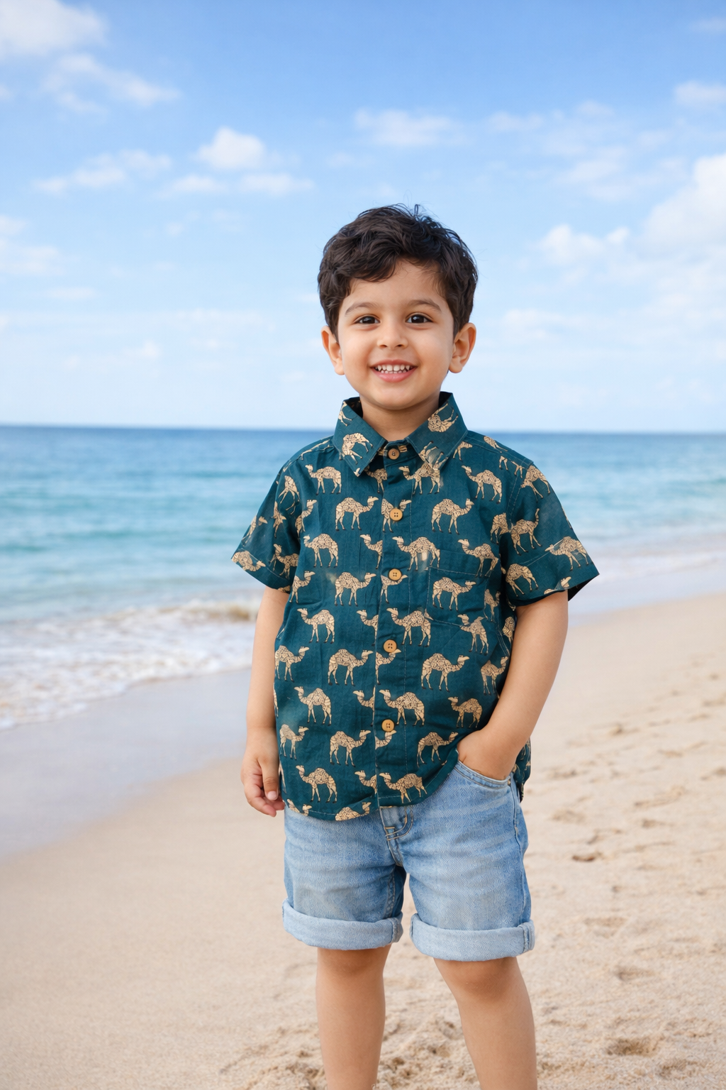Teal Blue Camel Kids' Shirt
