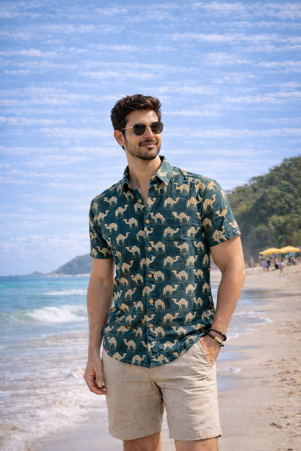 Teal Blue Camel Men's Shirt