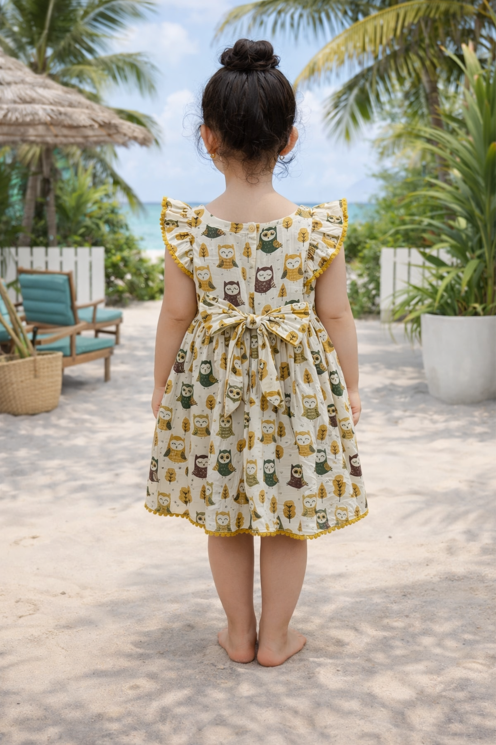 Serious Owl Pompom Lace Frock