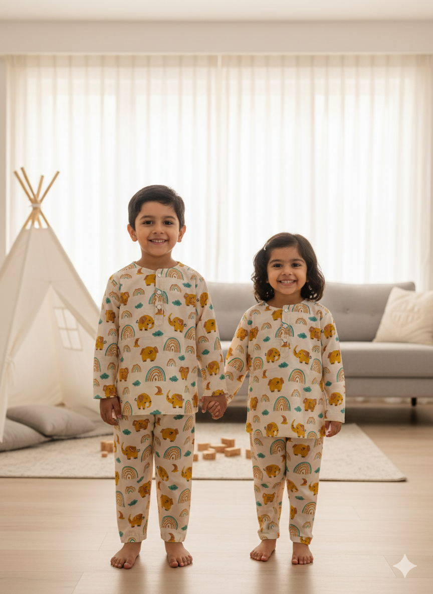 Rainbow Elephant Unisex Coord Set