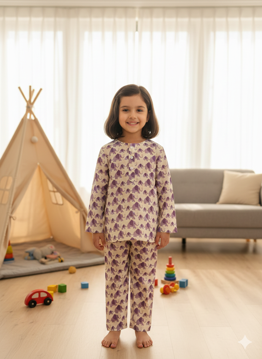 Purple Elephant Unisex Coord Set