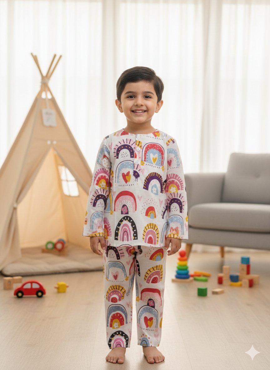 White Raibow Unisex Coord Set