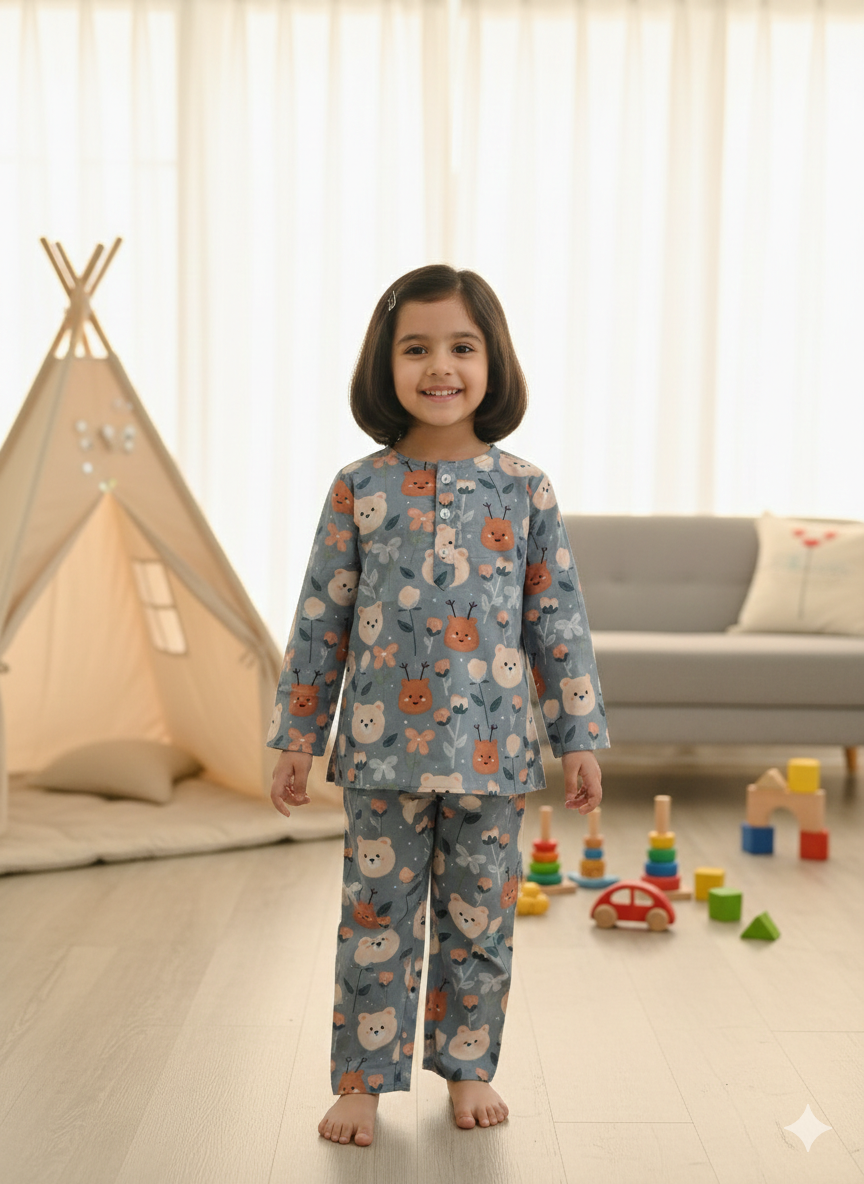 Grey Teddy Bear Unisex Coord Set