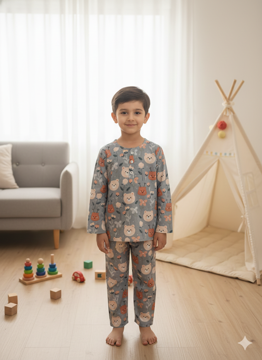 Grey Teddy Bear Unisex Coord Set