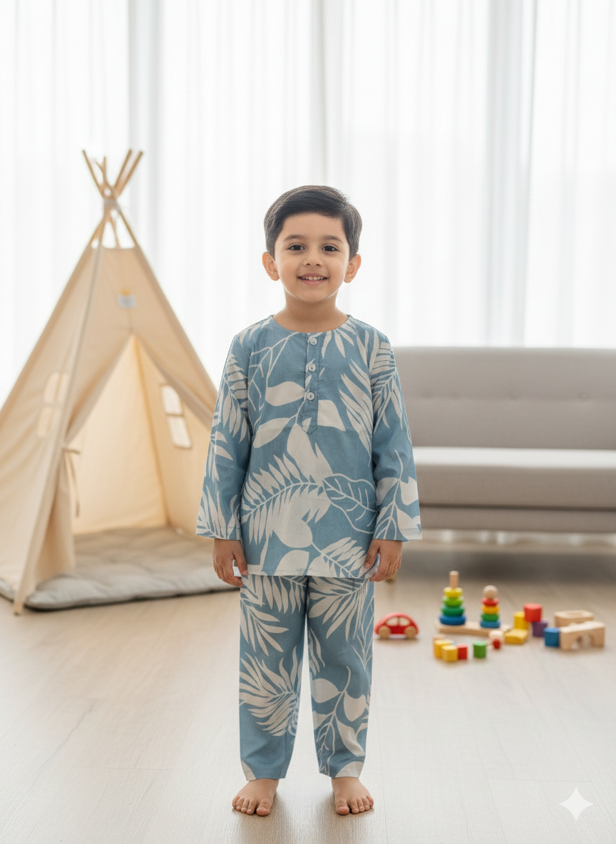 Blue Floral Unisex Coord Set