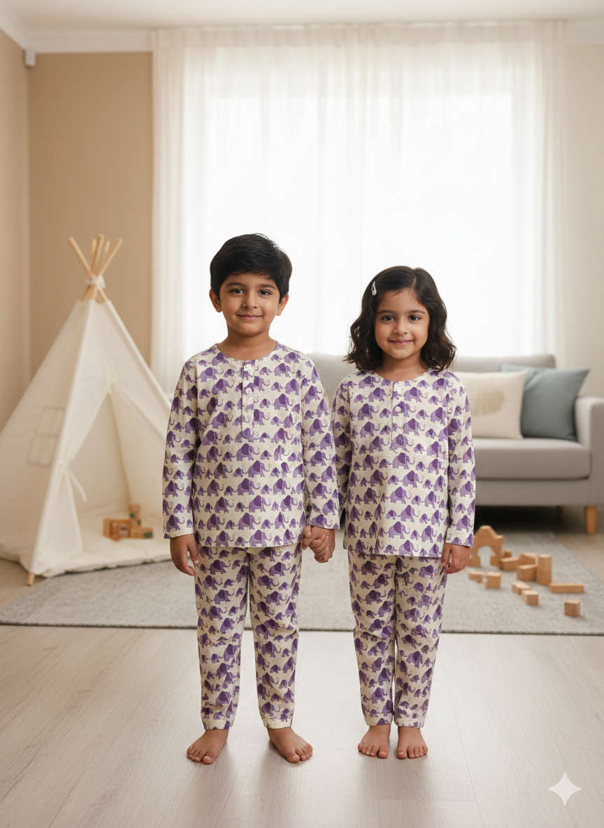 Purple Elephant Unisex Coord Set