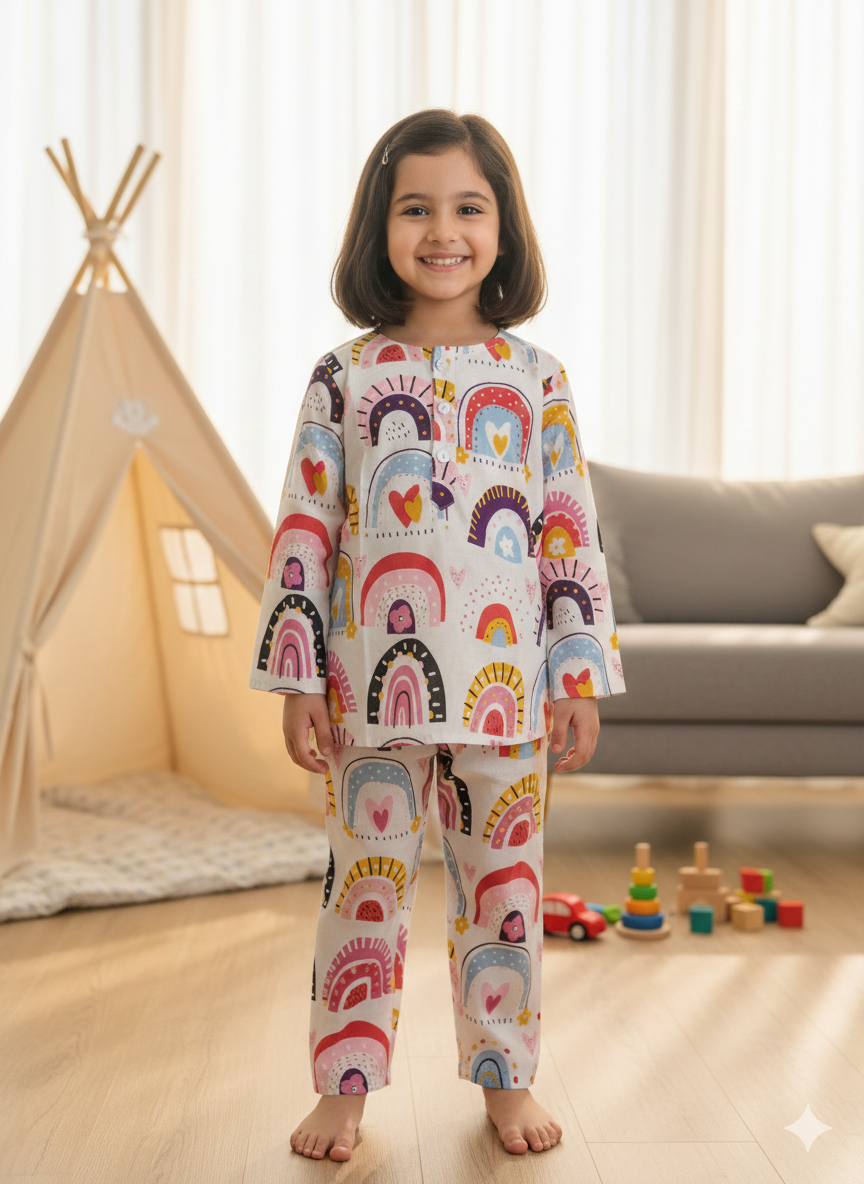 White Raibow Unisex Coord Set