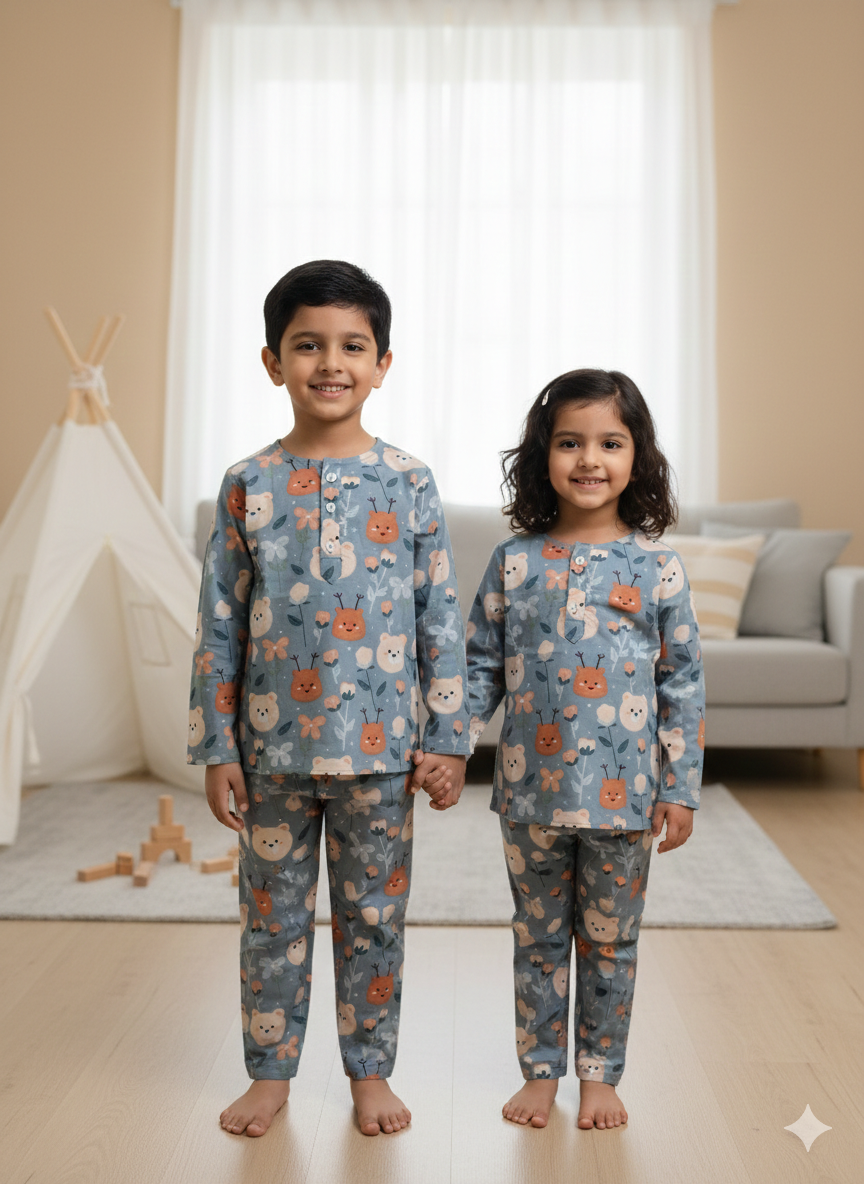 Grey Teddy Bear Unisex Coord Set