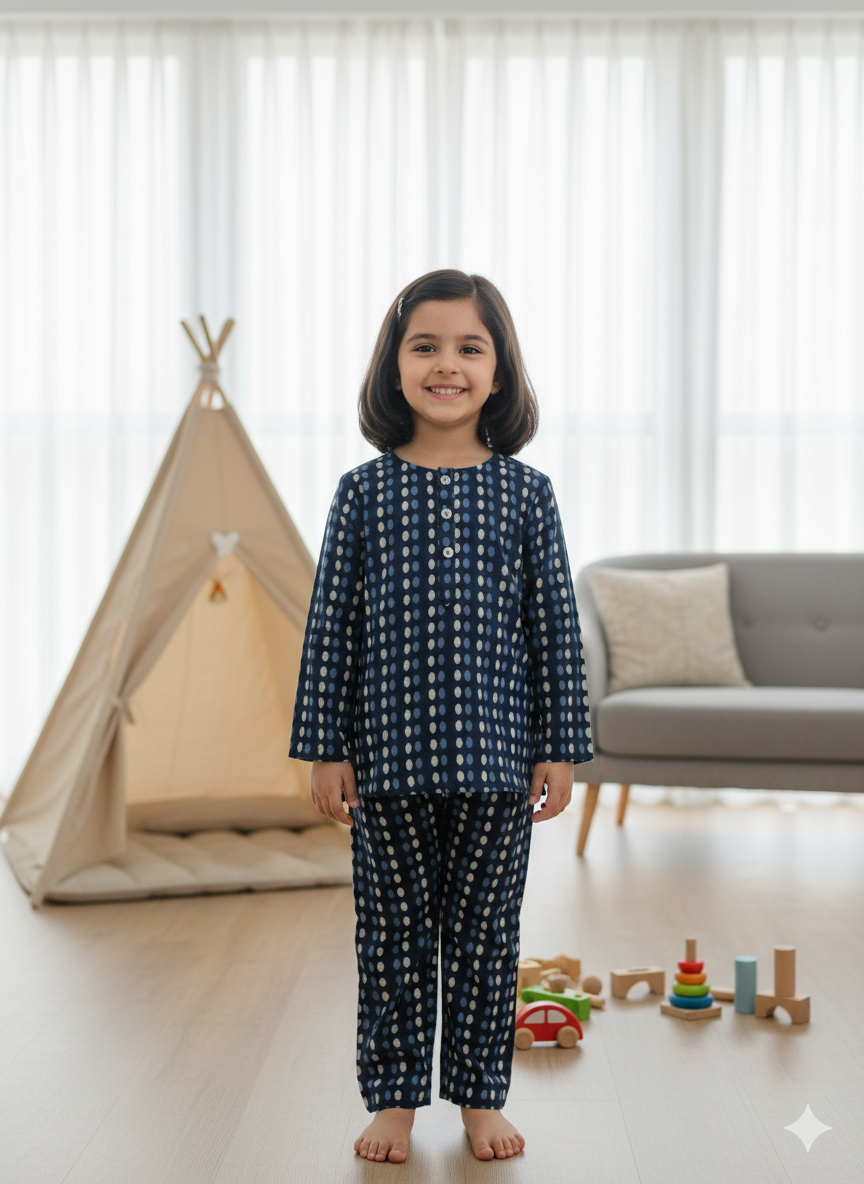 Indigo Dotted Unisex Coord Set