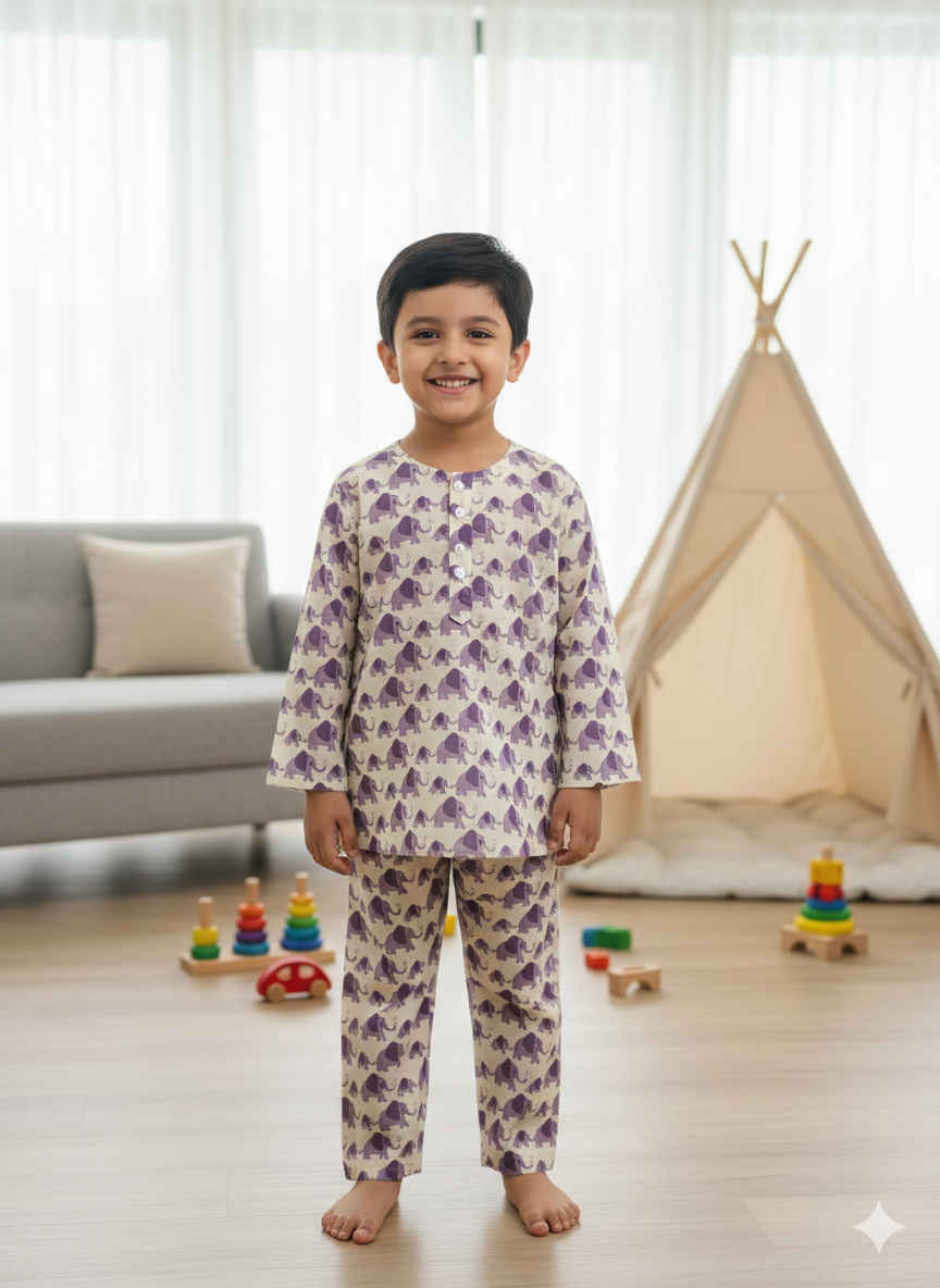 Purple Elephant Unisex Coord Set