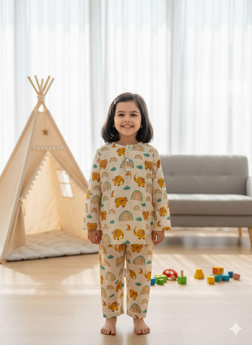 Rainbow Elephant Unisex Coord Set