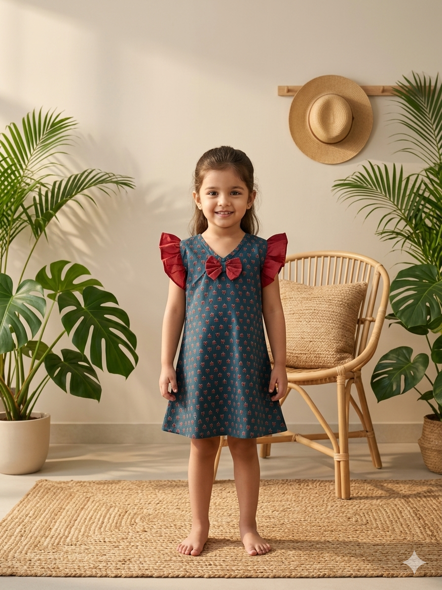 Indigo Lotus Bow Frock