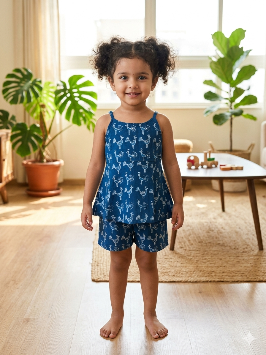 Indigo Peacock Cotton Coord Set