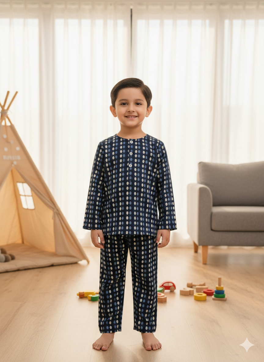 Indigo Dotted Unisex Coord Set