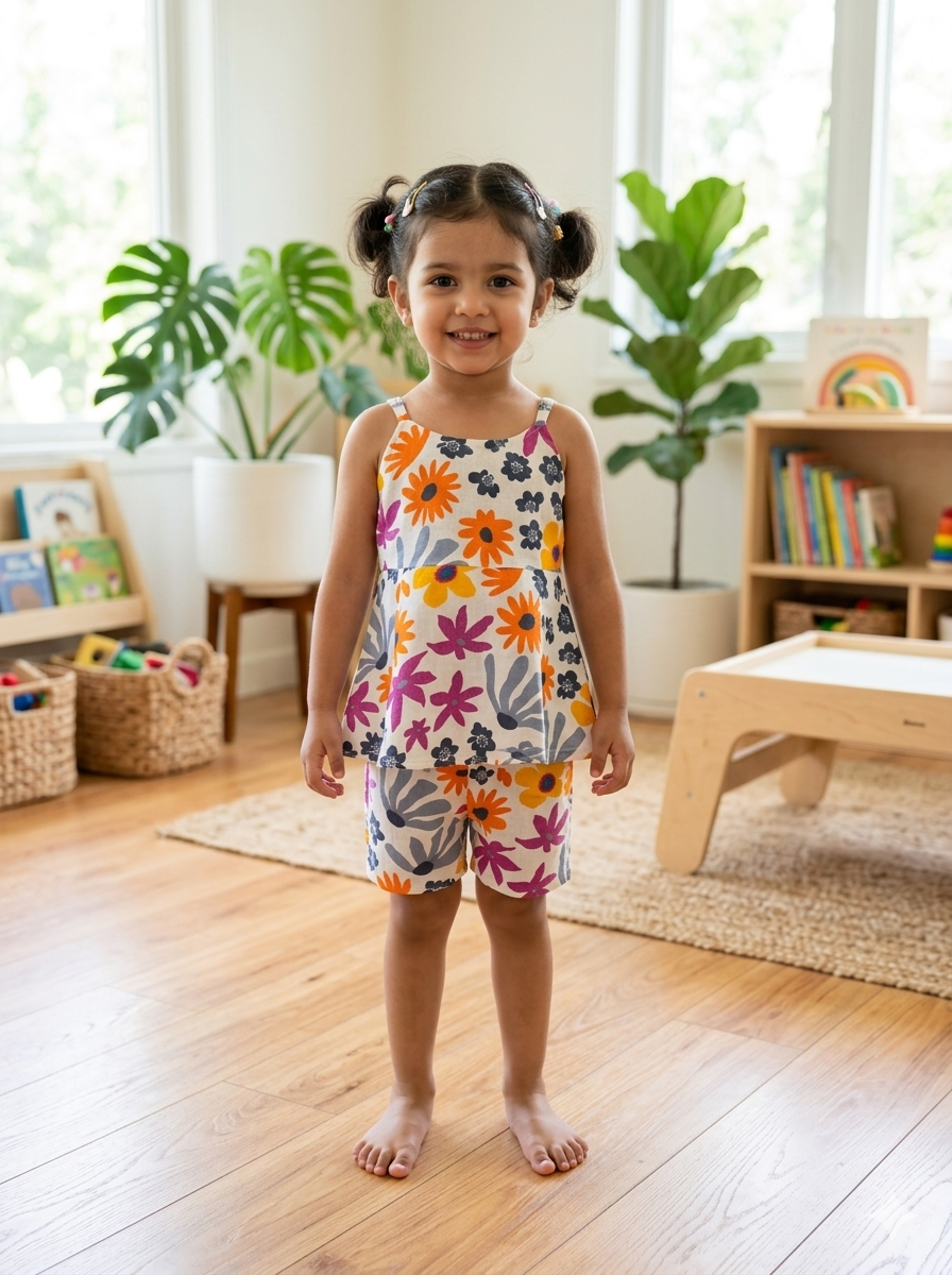 Summer Dark Floral Spaghetti Coord Set