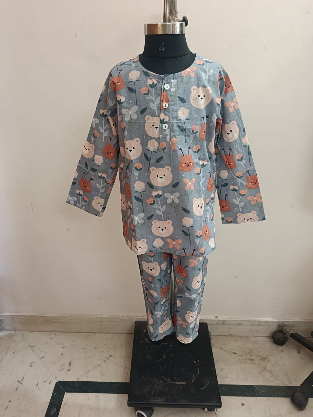 Grey Teddy Bear Unisex Coord Set