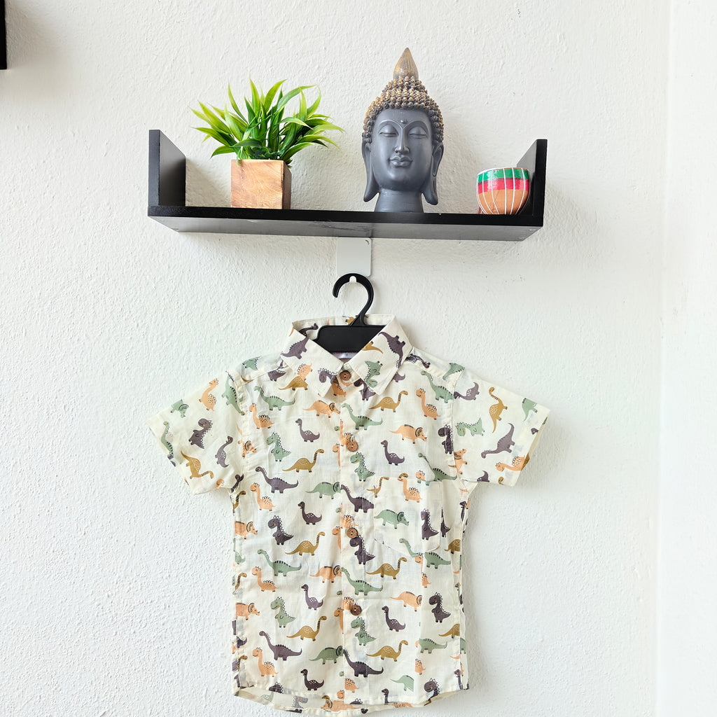 Pista Brown Cream Dino Kids' Shirt