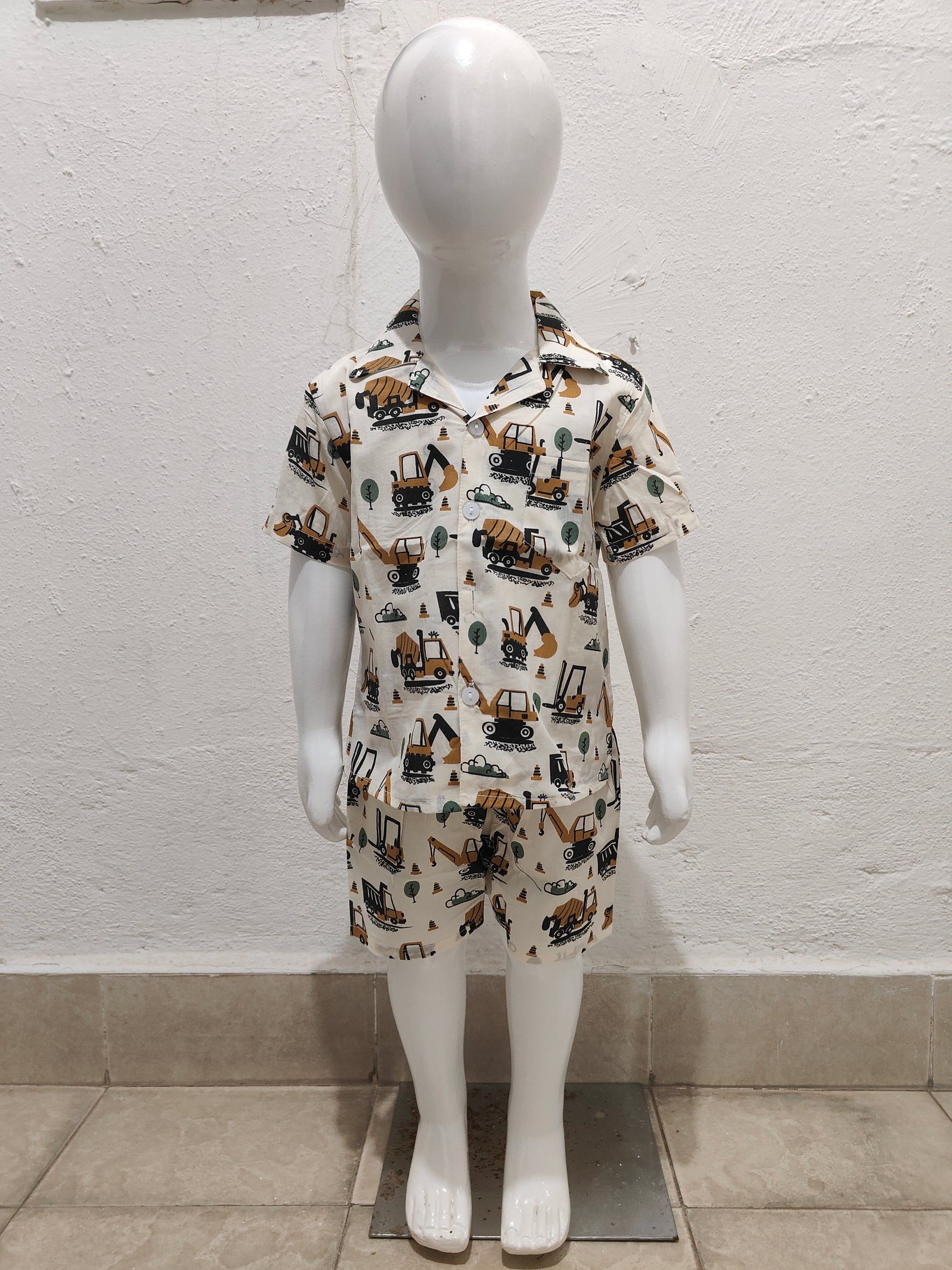 Excavator Cuban Collar Unisex Coord Set