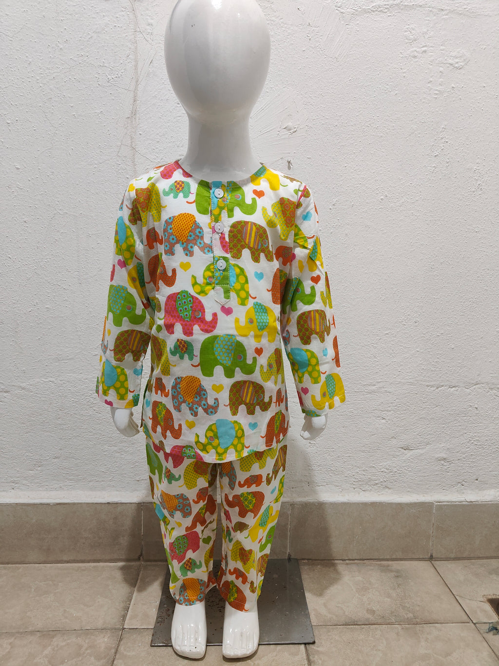 Multicolour Elephant Full Sleeve Unisex Coord Set