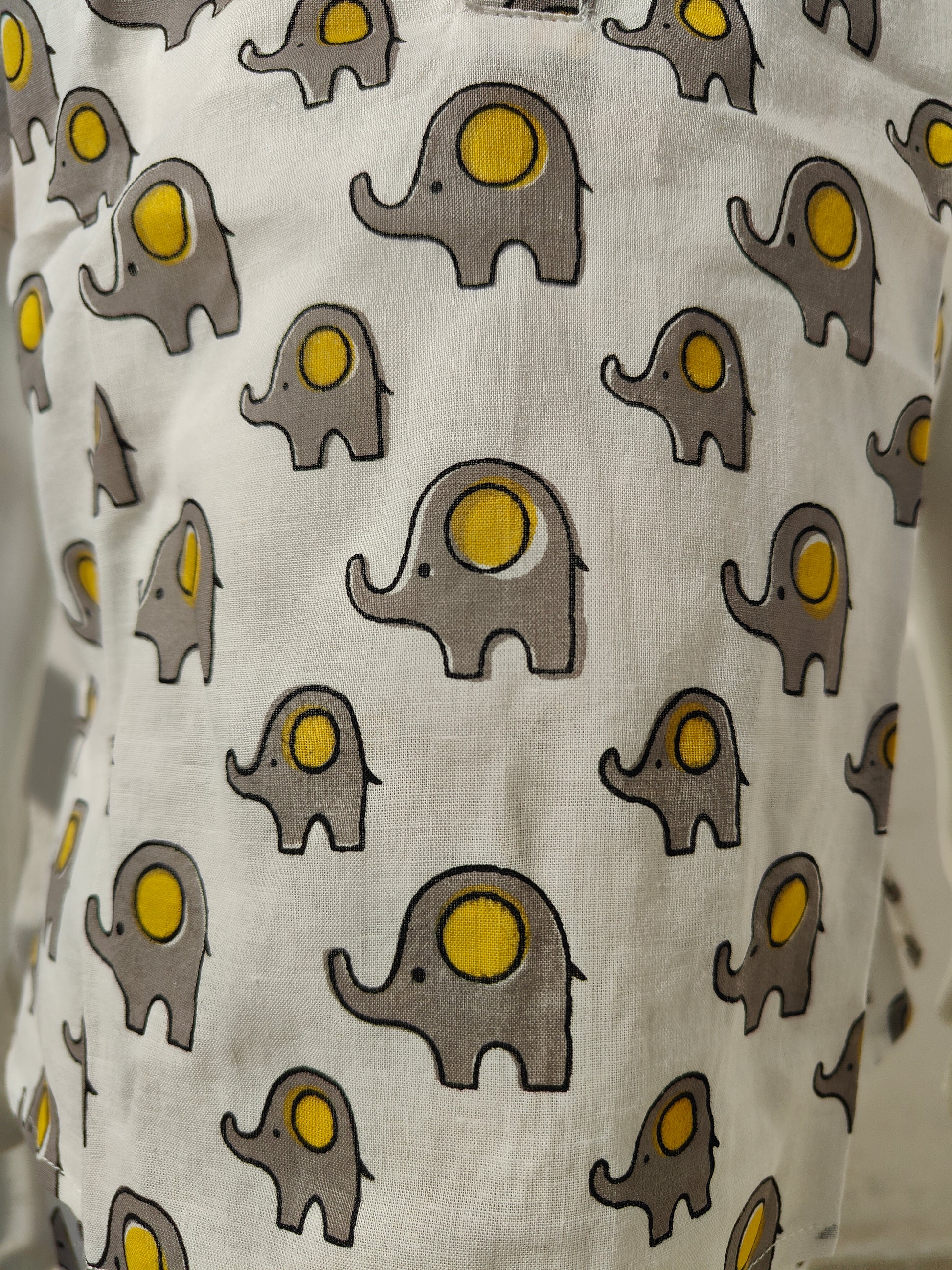 Yellow Grey Elephant Shorts Unisex Coord Set