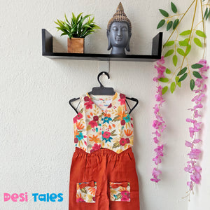 Floral Rust Slub Cotton Bottom Coord Set