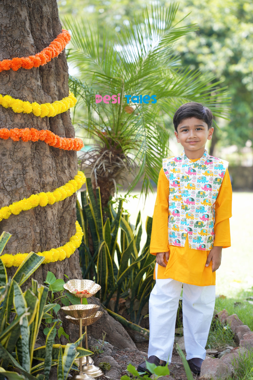 Cross Cut Yellow Elephant Jacket Set
