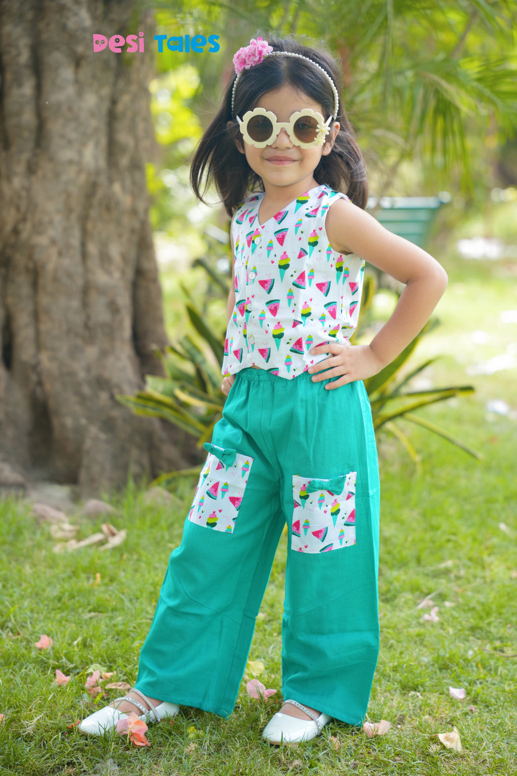 Ice Cream Green Slub Cotton Bottom