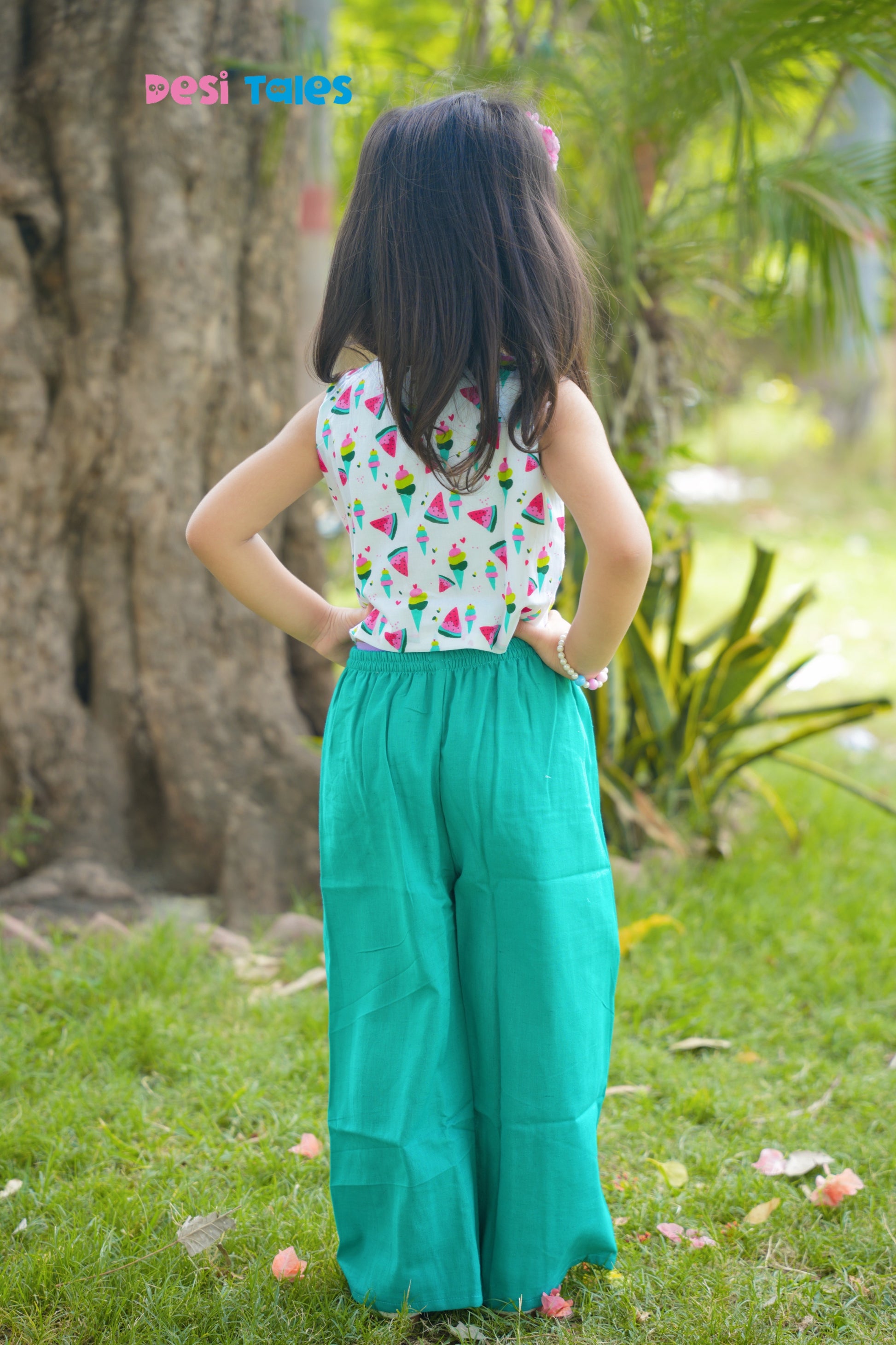 Ice Cream Green Slub Cotton Bottom