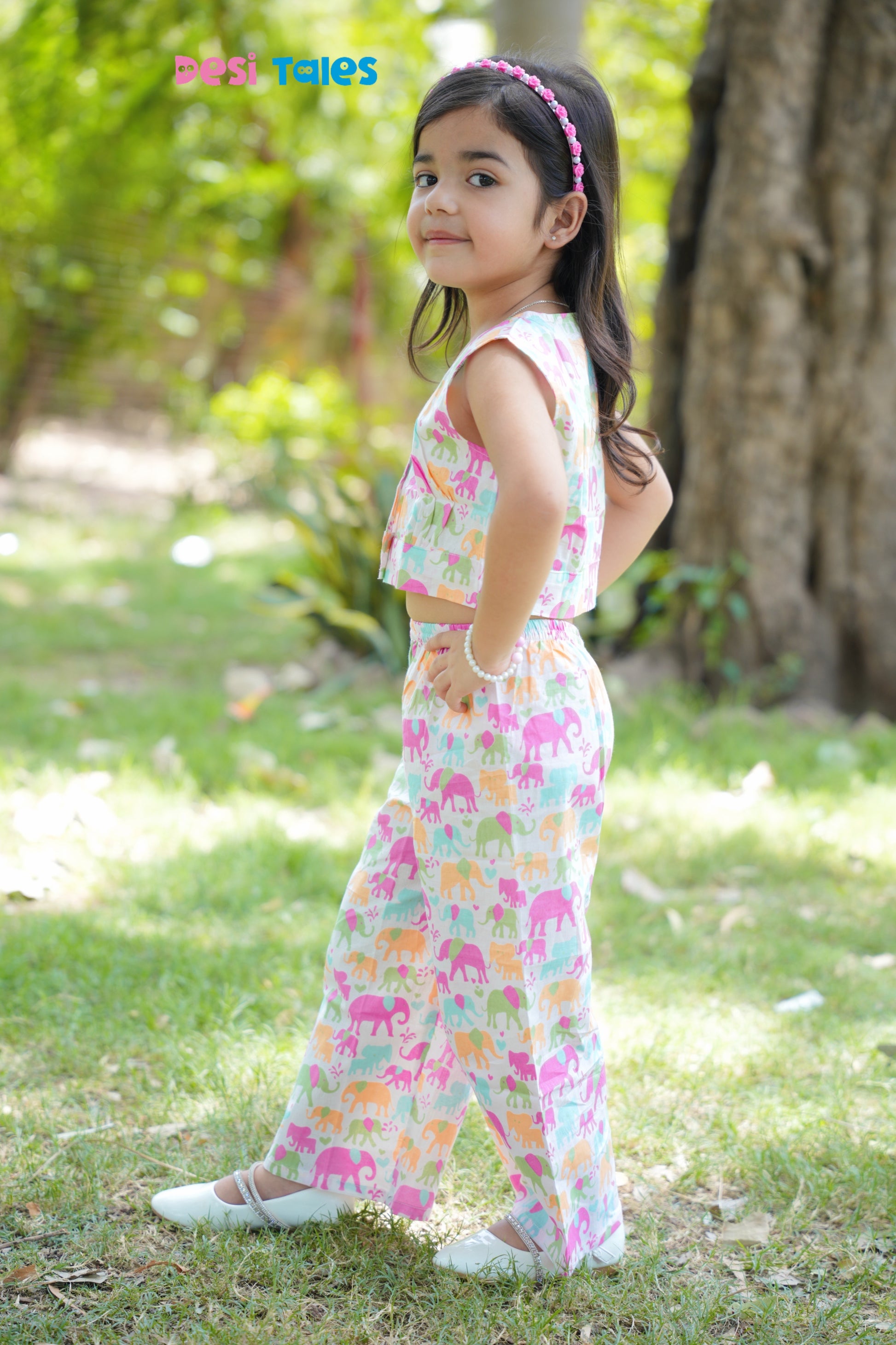 Multicolour Elephant Sleeveless Coord Set