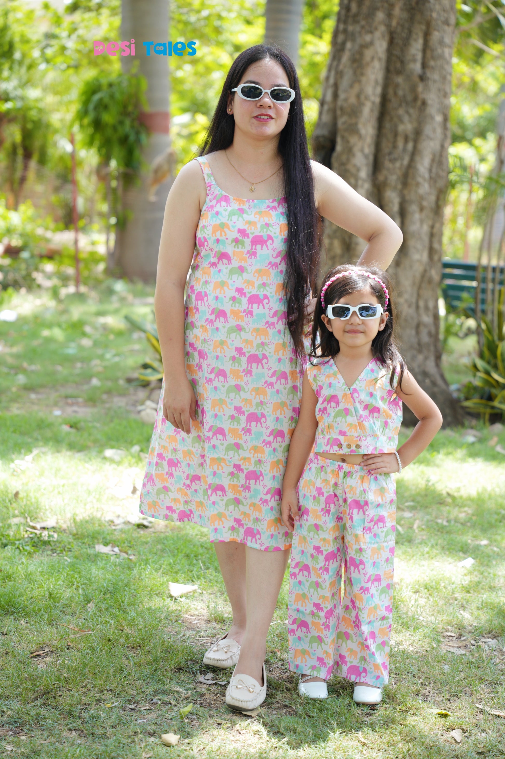 Multicolour Elephant Sleeveless Coord Set
