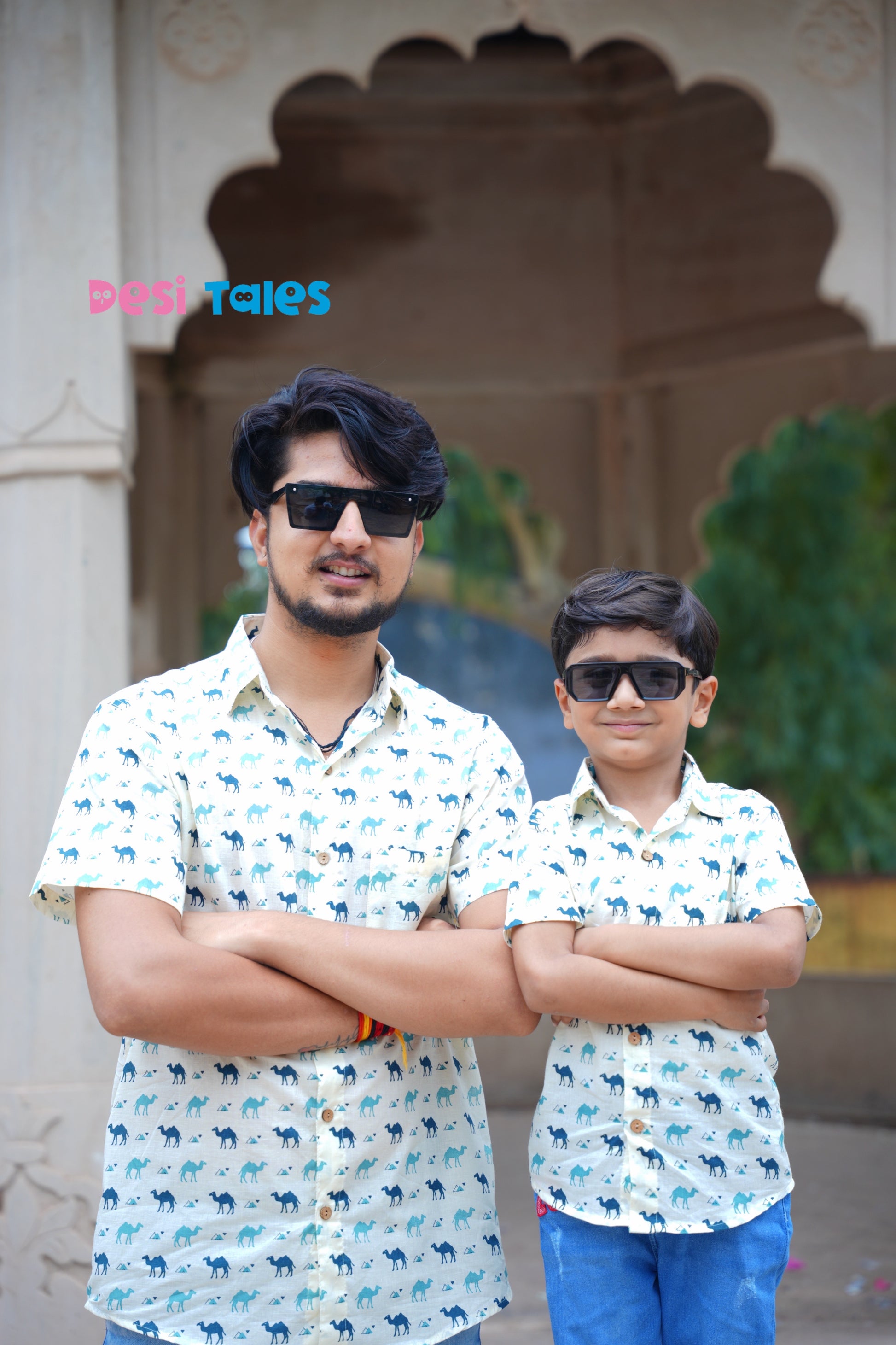 Cream Blue Camel Kids' Shirt