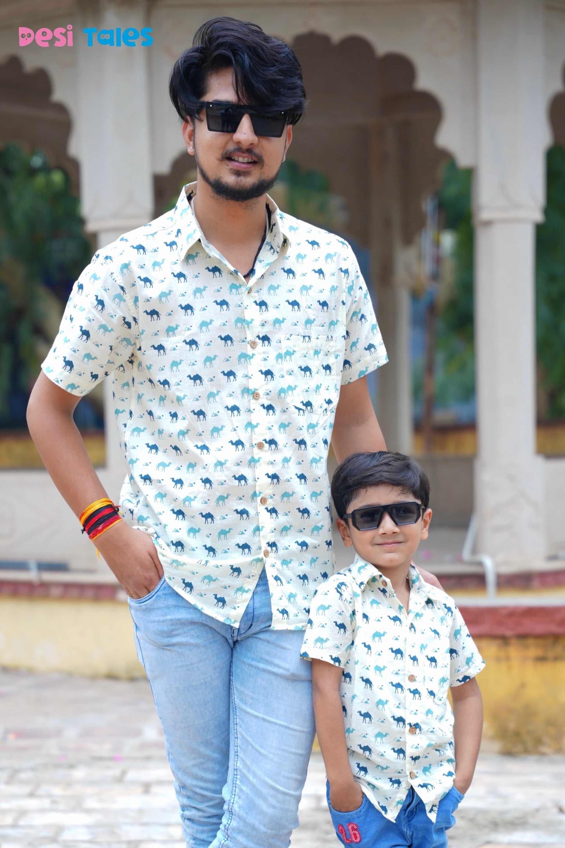 Cream Blue Camel Kids' Shirt