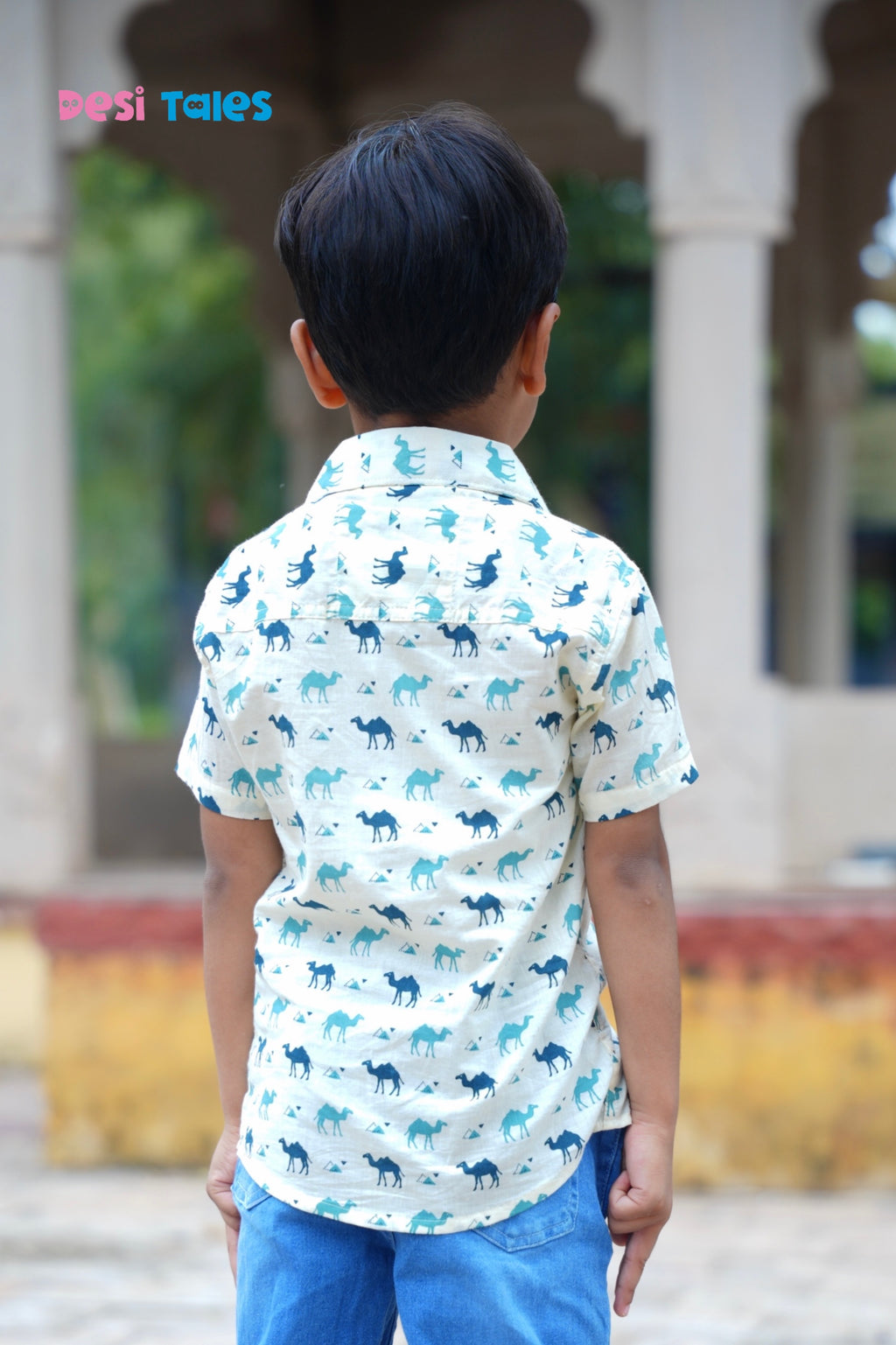 Cream Blue Camel Kids' Shirt
