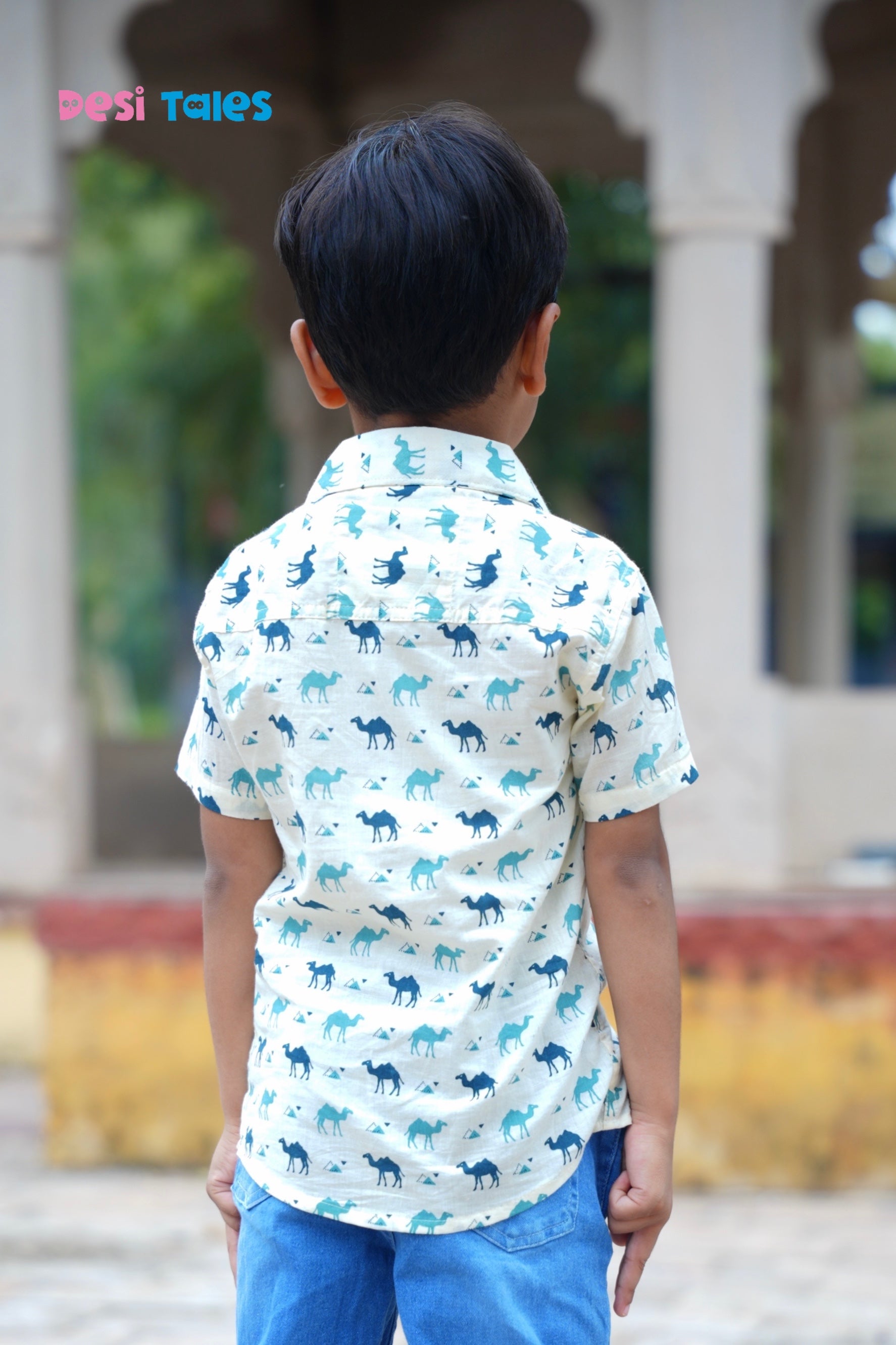 Cream Blue Camel Kids' Shirt