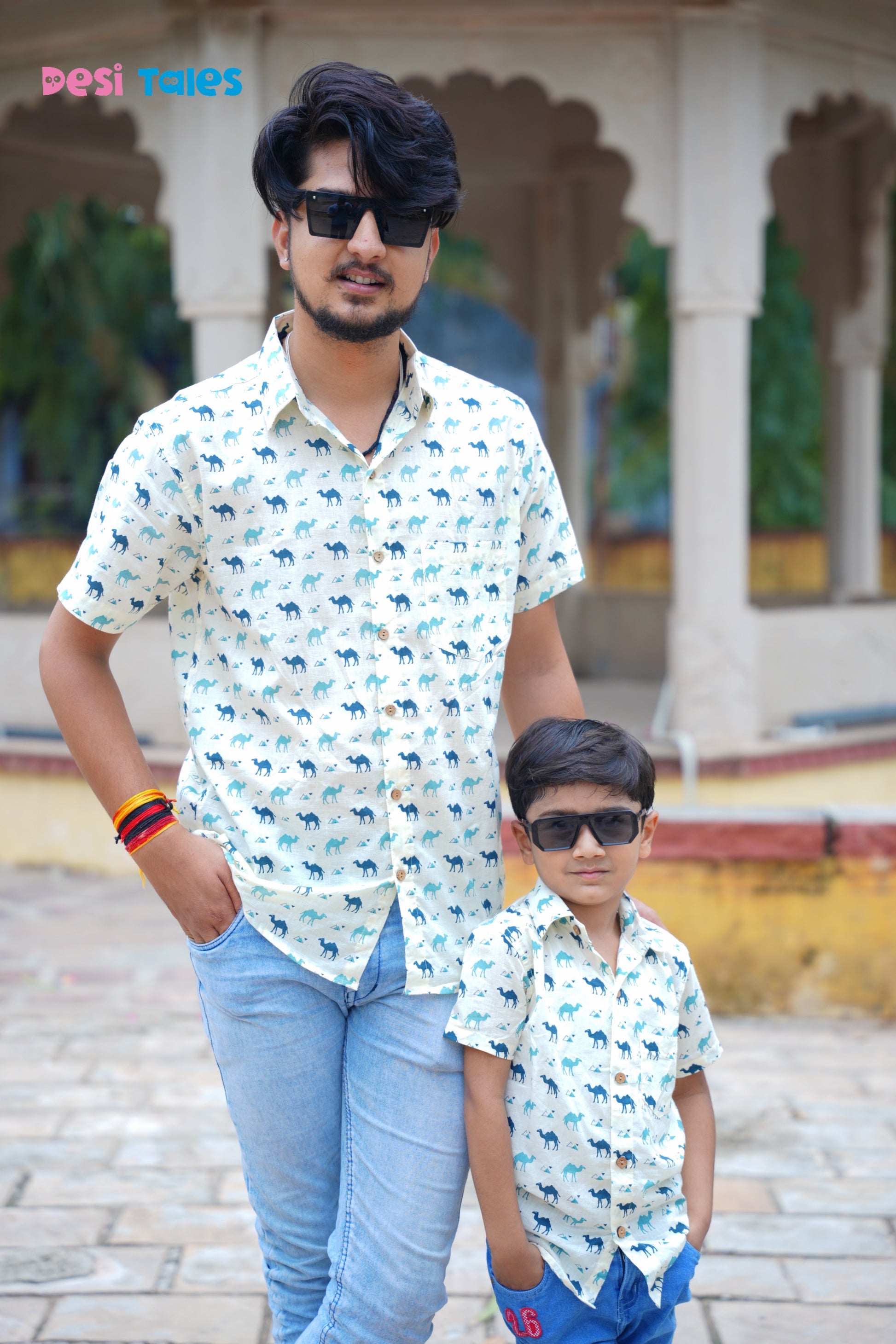 Cream Blue Camel Kids' Shirt