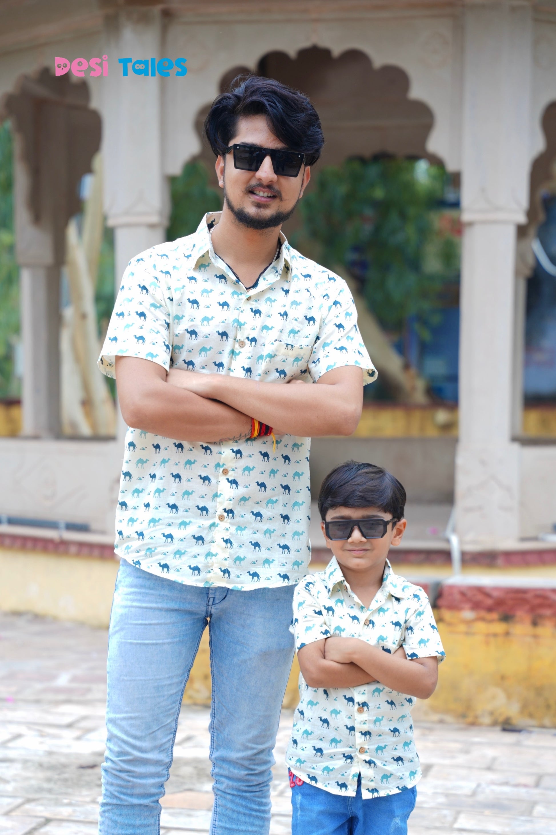 Cream Blue Camel Kids' Shirt