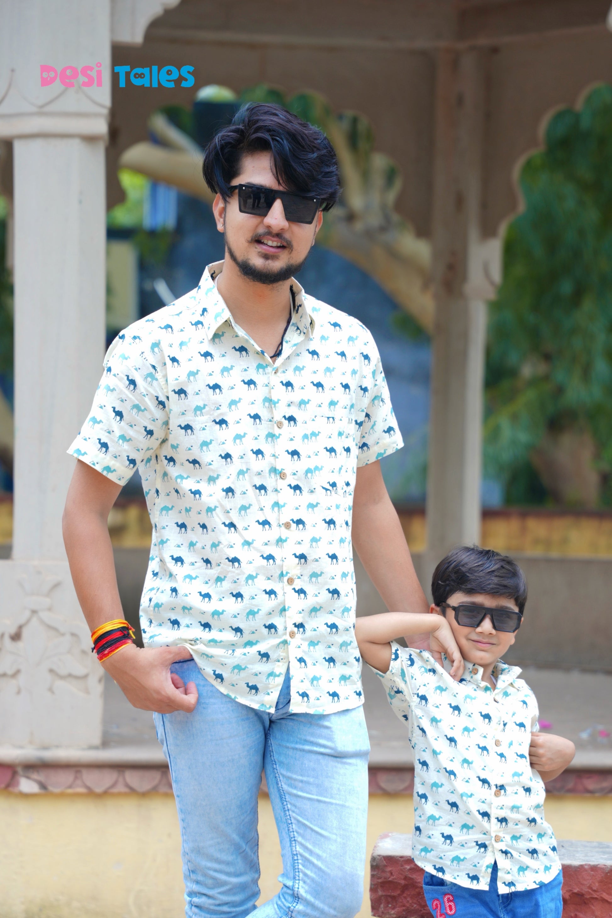 Cream Blue Camel Men's Shirt