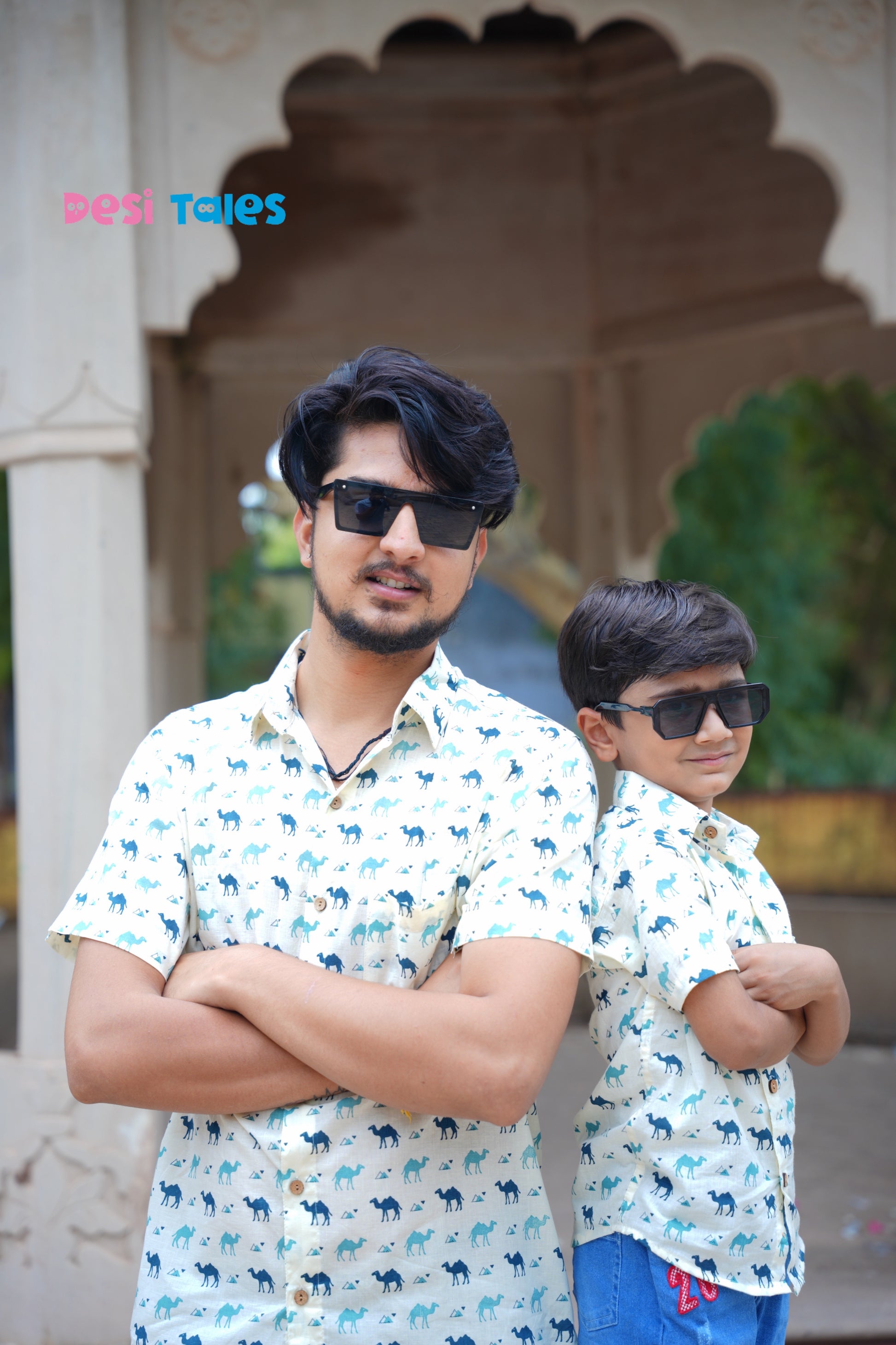 Cream Blue Camel Kids' Shirt