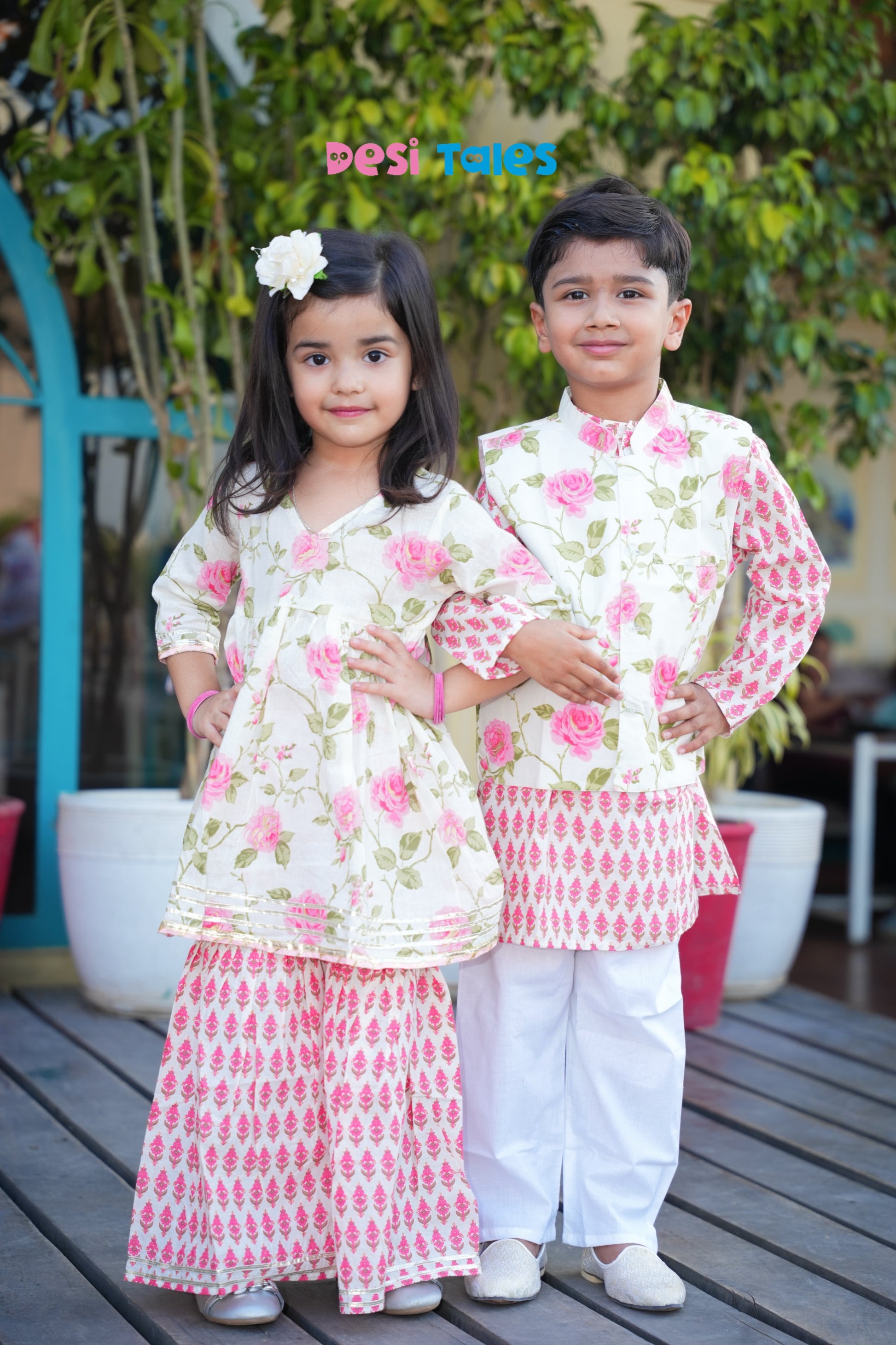 Pink Rose Sharara Set for Girls – Traditional Indian Ethnic Wear | Festive & Wedding Outfit (1–11 Years)