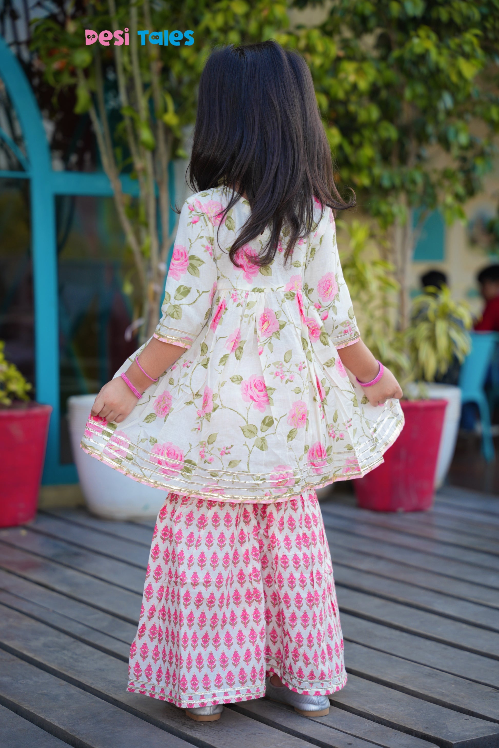 Pink Rose Sharara Set for Girls – Traditional Indian Ethnic Wear | Festive & Wedding Outfit (1–11 Years)