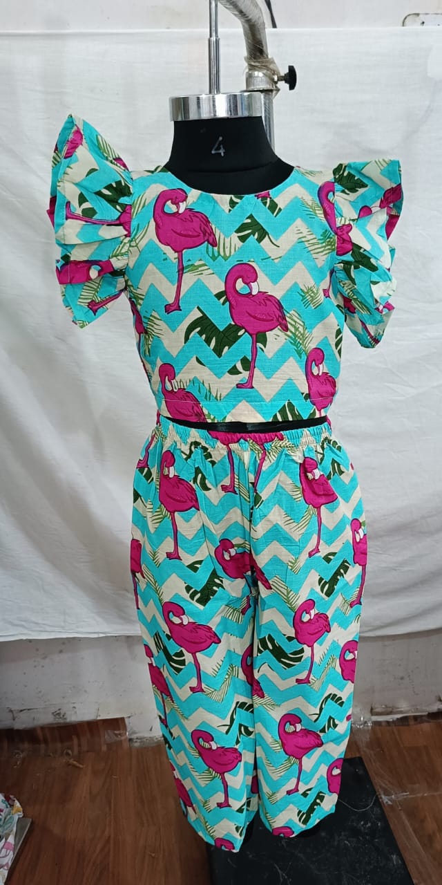 Blue Pink Bow Coord Set