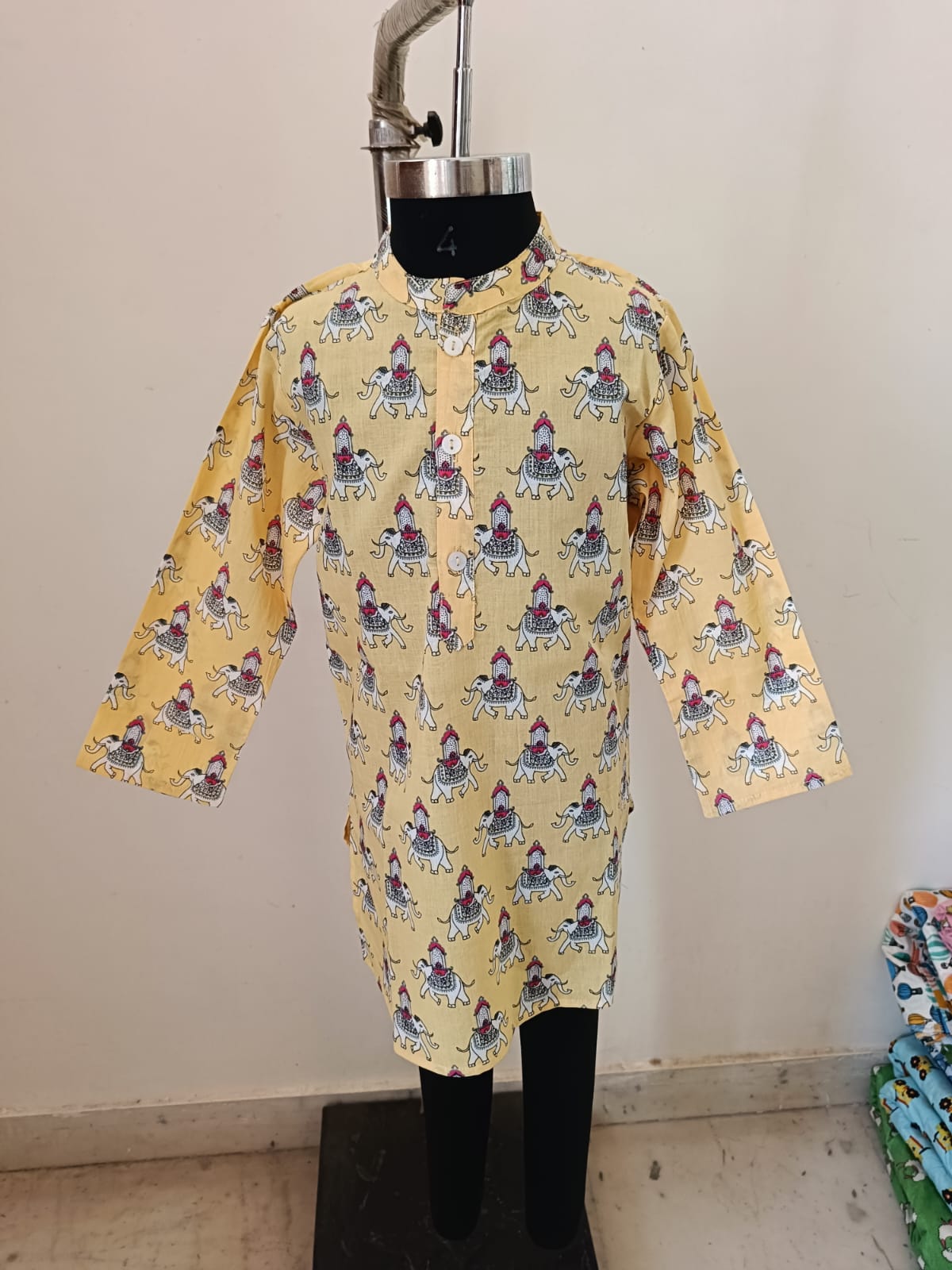 Yellow Doli Elephant Kurta Pyjama