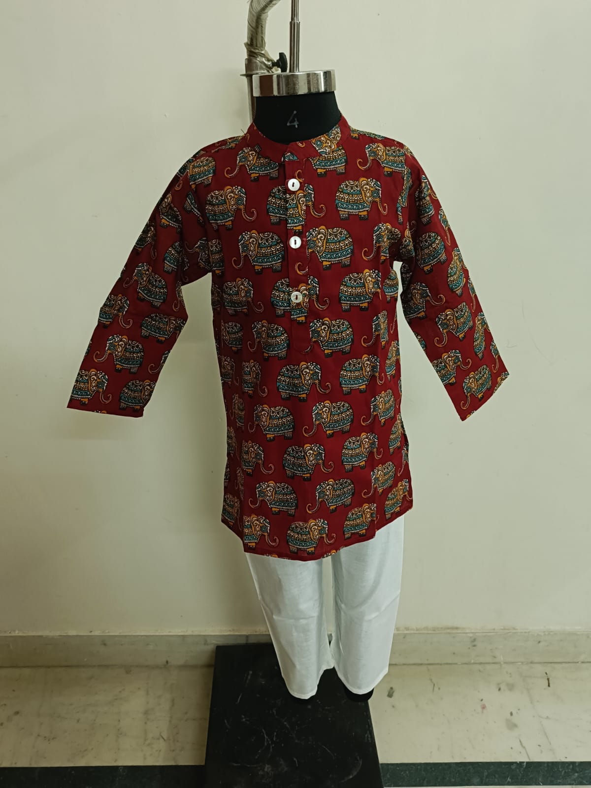Red Elephant Kurta Pyjama