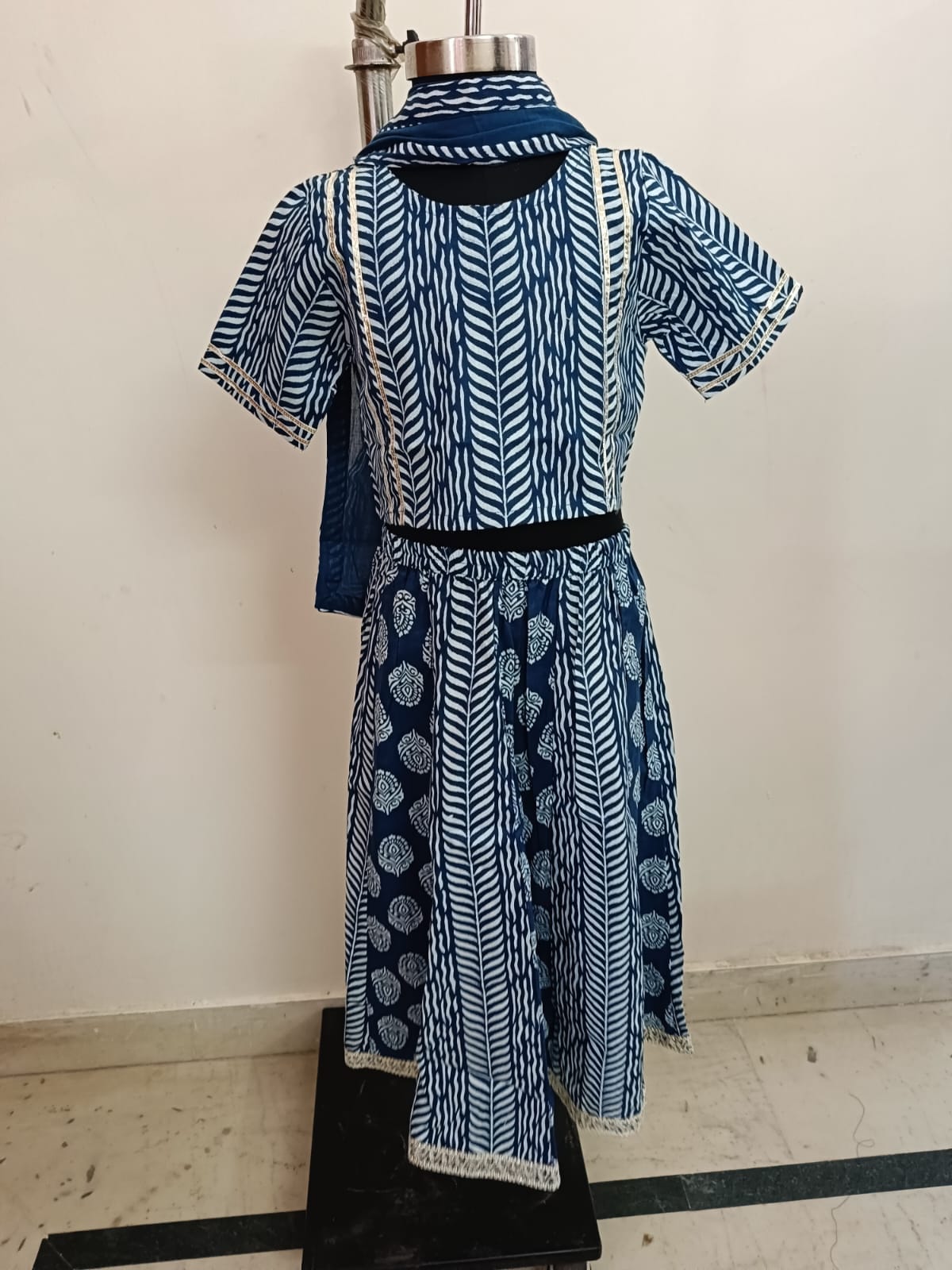 Indigo Stripes Twinning Lehenga